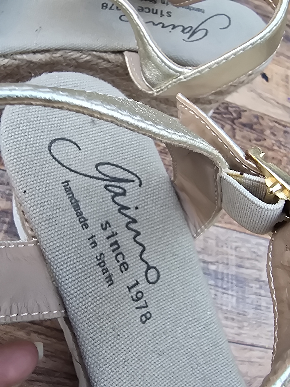 Woven Metallic Espadrille Wedge Sandals Gold Size 8 - Picture 5 of 13